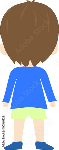 後ろ向きの可愛い男の子供のイラスト Wall Mural Wallpaper Murals Foolchico 後ろ向きの可愛い男の子供のイラスト Wall Mural Wallpaper Murals Foolchico