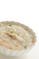 Chinese food, chicken and vegetable congee for healthy breakfast