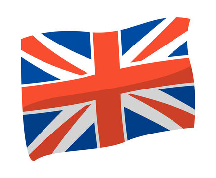 United Kingdom flag vector illustration. Great Britain flag isolated on white background. National symbol of european state blue red white color. British union jack flag in position waving in the wind