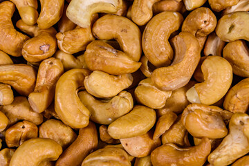 Background of many roasted cashew nuts