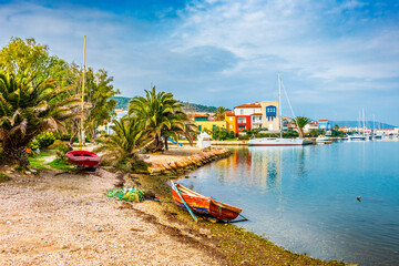 Fototapeta na wymiar Alacati Town coast view in Cesme Town. Alacati is populer tourist destination in Turkey