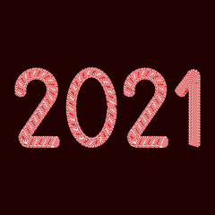inscription number 2021 new year greeting card writing numbers on a dark background 