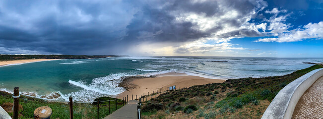 panorama of the river, ocean confluence, Altentejo, Portugal