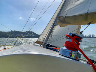 Sailing on river Tagus (Tejo), Lisbon, Portugal