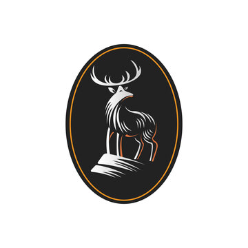 reindeer logo symbol illustration color circle design vector template