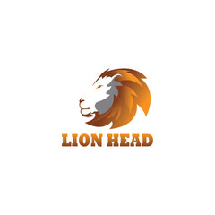 lion head logo illustration color line design vector template