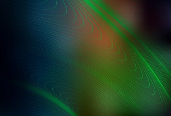 Dark Green, Red vector template with curved lines.