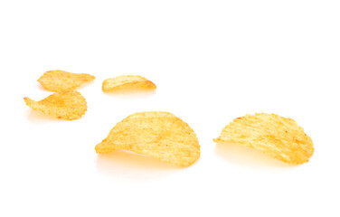 Potato chips isolated on white background