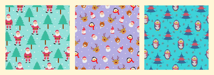 Merry Christmas and Happy New Year seasonal greetings holidays seamless repeatable pattern background