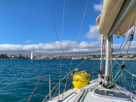 Sailing on river Tagus (Tejo), Lisbon, Portugal