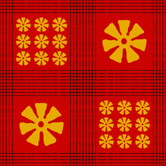 Seamless vector authentic fabric pattern with african adinkra symbols for your project