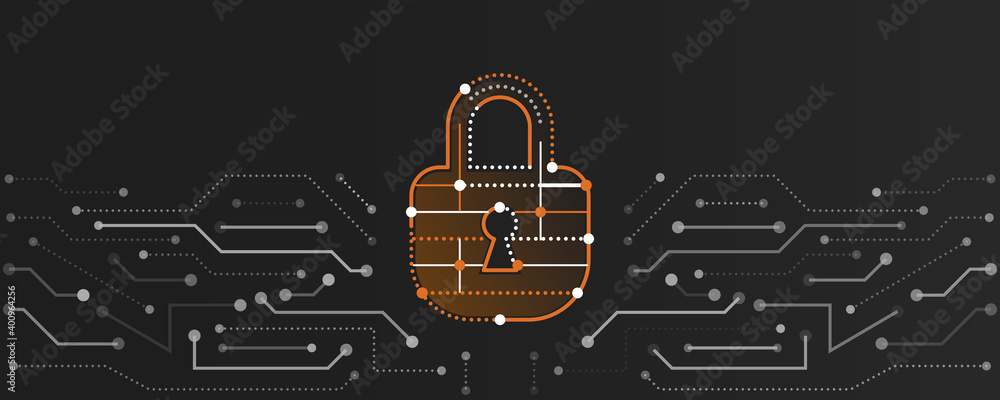 Poster Modern Cyber security for business and internet project. Vector illustration of a data security services. Data protection, privacy, and internet security concept.