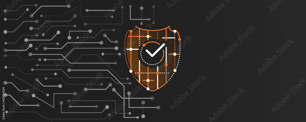 Poster Cyber security for internet projects. Modern Antivirus technology web services. Digital security and network protection.