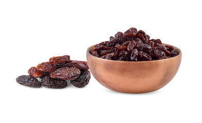 dried raisins isolated on white background.