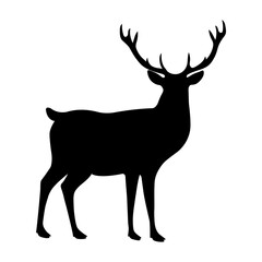Red deer silhouette isolated on white background. Side view.