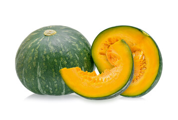 Green pumpkin isolated on white background