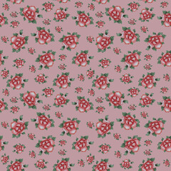 Seamless patterns. Beautiful rose on a pink background. Watercolor. Decorative botanical elements and flowers. For holiday design, Valentines Day and romantic decor and decoration