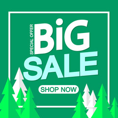 Big Sale, Christmas deal poster design template, special offer, Xmas discount banner, vector illustration