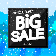 Big Sale, poster design template, special offer, Winter discount banner, vector illustration