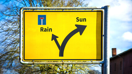 Street Sign Sun versus Rain