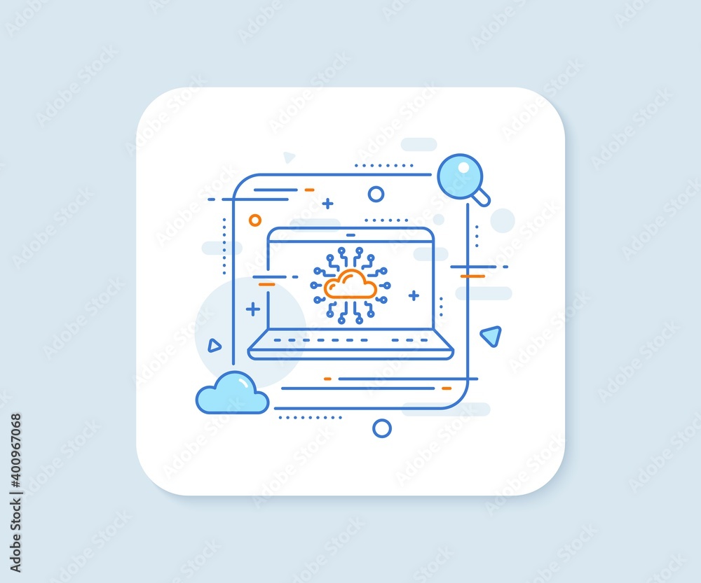 Poster cloud computing network line icon. abstract vector button. internet data storage sign. file hosting 