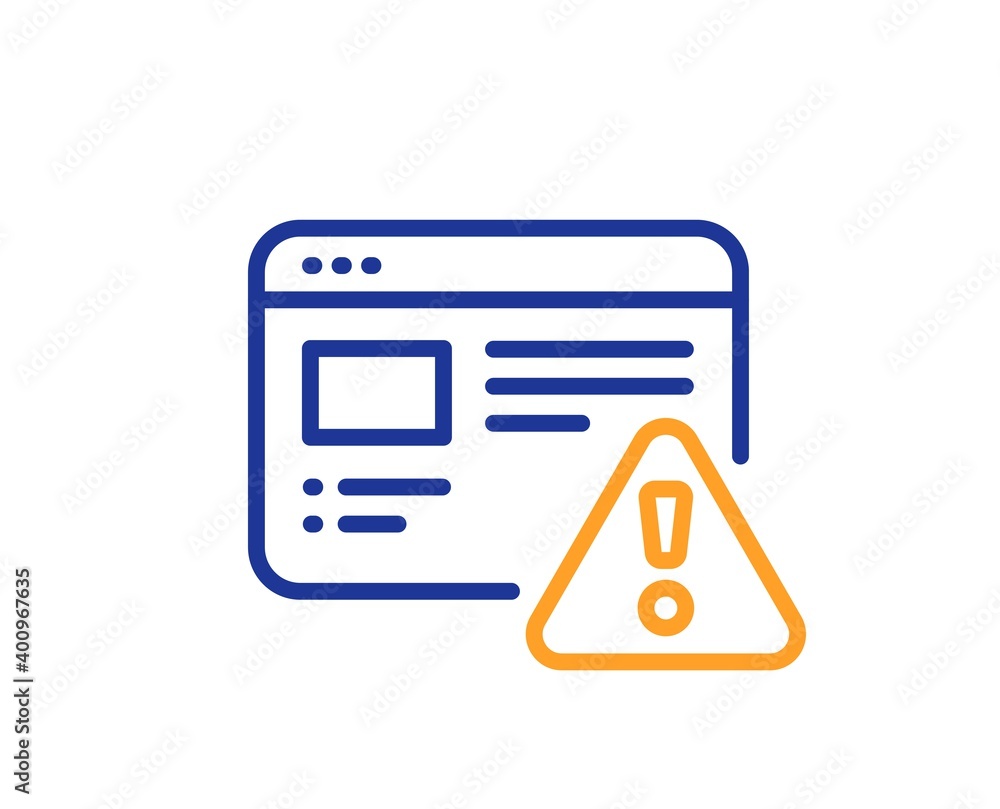 Poster internet warning line icon. attention triangle sign. caution alert symbol. quality design element. l