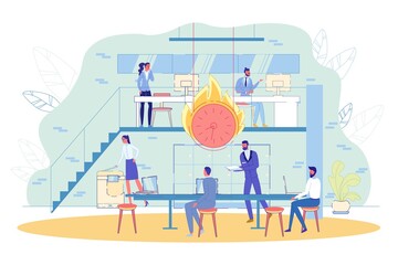 Deadline in Coworking Office and Worried Team