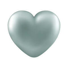 Vector realistic silver heart isolated on white background. Decorative design element for Valentine's Day, love card, wedding.