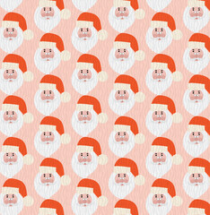 cute santa claus  face repeat pattern illustration orange background .