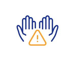 Clean hands line icon. Sanitary cleaning sign. Washing hands symbol. Quality design element. Line style clean hands icon. Editable stroke. Vector