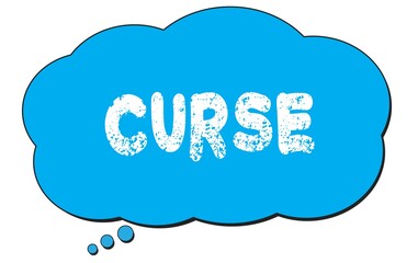 CURSE text written on a blue thought bubble.