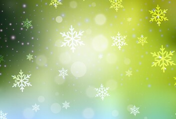 Light Green, Yellow vector background in Xmas style.