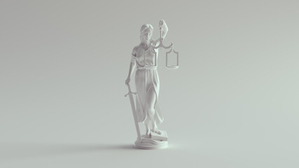 Lady Justice Statue the Personification of the Judicial System Pure White 3d illustration render - 400970275