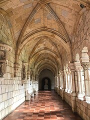 Fototapeta na wymiar Vaulted ceiling corridor in Ancient Spanish monastery in North Miami