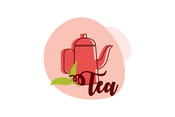 Tea kettle fill vector kitchen utensil isolated on white background with text space icon vector illustration. 
