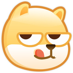 狗，斗鸡眼，狗头，馋嘴，舔舌头，搞笑，表情，有趣，主播，赞扬，流行，潮流，开心，满意，很牛，厉害，直播，熟练，高傲，