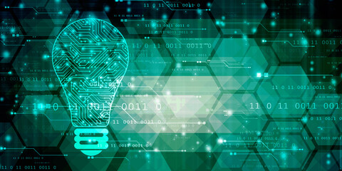 

2d illustration bulb future technology, innovation background, creative idea concept 
