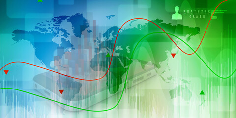 2d rendering Stock market online business concept. business Graph 
