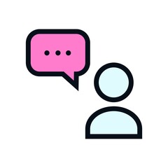Message Icon, Chat Bubble Editable stroke. Communication linear icon. The symbol can denote Dialogue, speak. Vector illustration Isolated