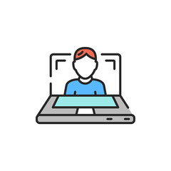 Podcasting color line icon. Sign for web page. Editable stroke.