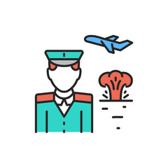War emigrant color line icon. Editable stroke.