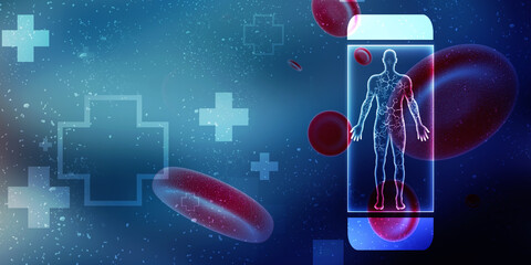 3d rendering red streaming blood cells background

