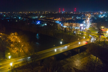 Miasto Żagań w Polsce, most Żaganny na rzece  Bóbr. © boguslavus