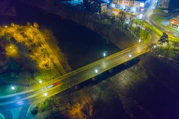 Miasto Żagań w Polsce, most Żaganny na rzece  Bóbr. © boguslavus