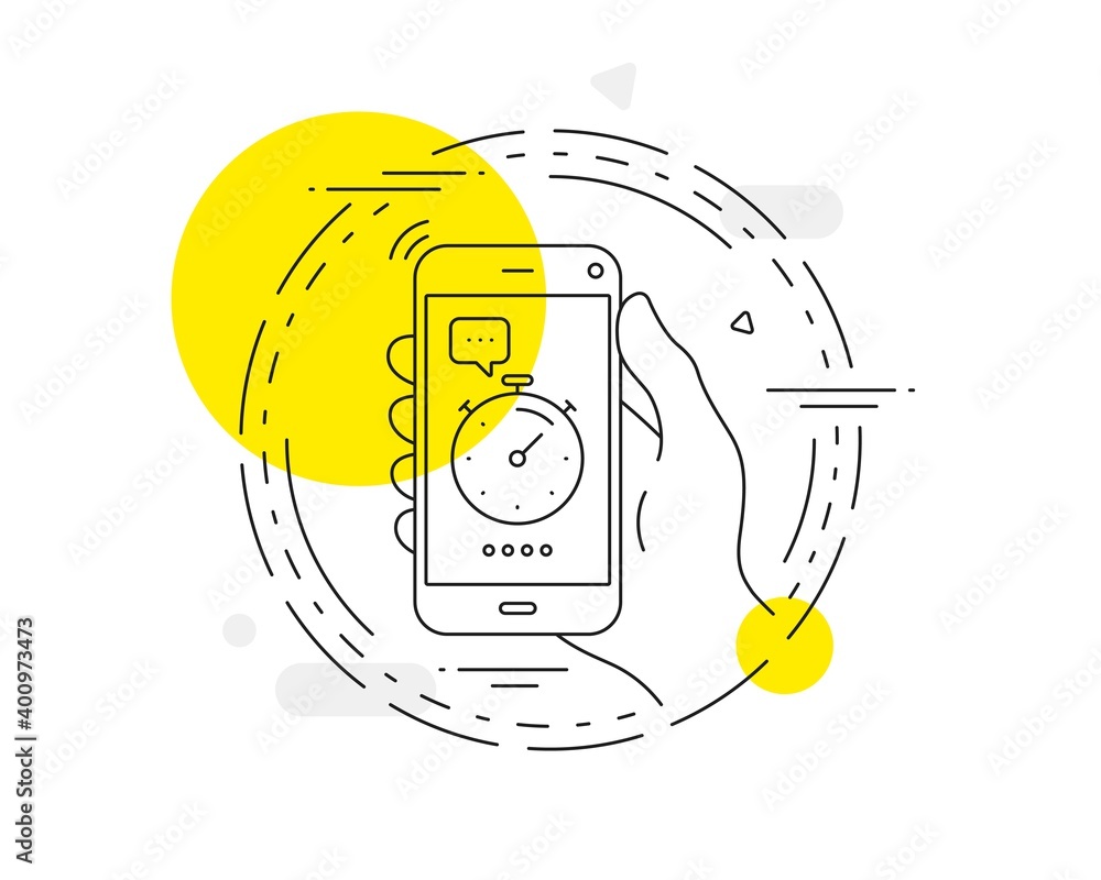 Poster timer line icon. mobile phone vector button. time management sign. stopwatch symbol. timer line icon