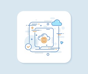 Cloud computing line icon. Abstract vector button. Internet data storage sign. File hosting technology symbol. Cloud computing line icon. Speech bubble concept. Vector