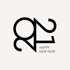 2021 logotype, vector symbol, icon, pictograph. Black new year logo isolated on white background. Promote modern holiday banner with wish text. Typography design sign. Pictogram of 2021. 