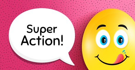 Super action symbol. Easter egg with yummy smile face. Special offer price sign. Advertising discounts symbol. Easter smile character. Super action speech bubble. Yummy egg background. Vector