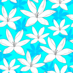 Floral seamless pattern. Vector background with flowers. Hand drawn artwork for textiles, fabrics, souvenirs, packaging and greeting cards.