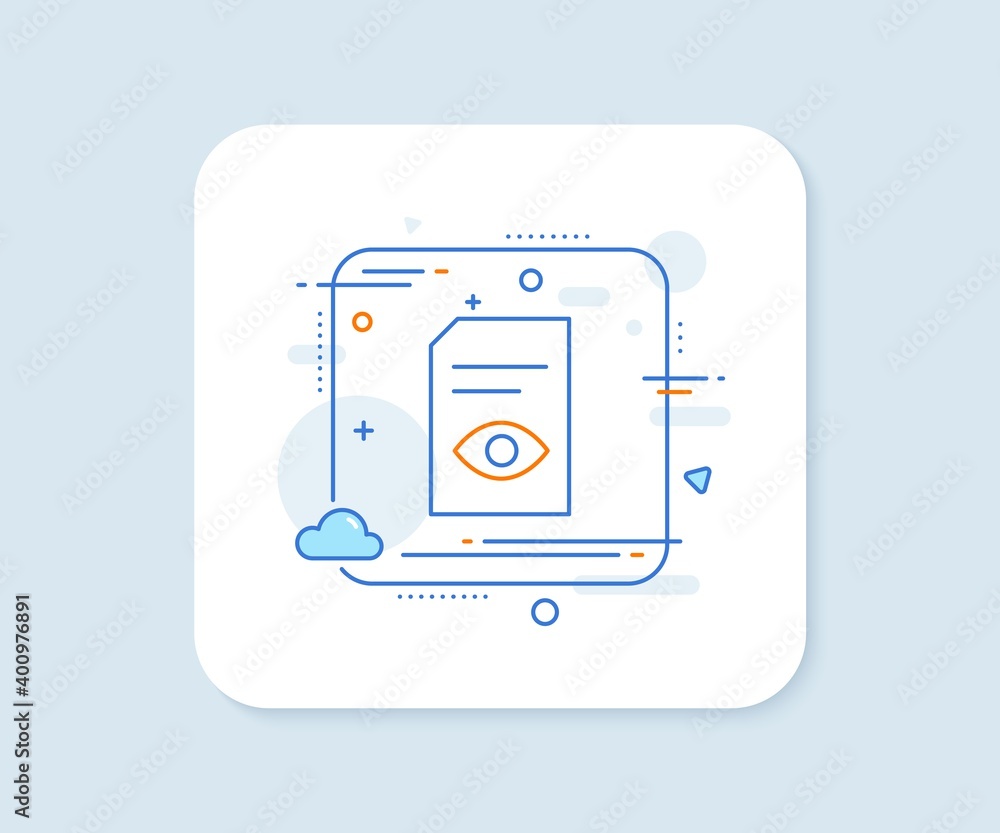 Poster view document line icon. abstract square vector button. open information file sign. paper page with 
